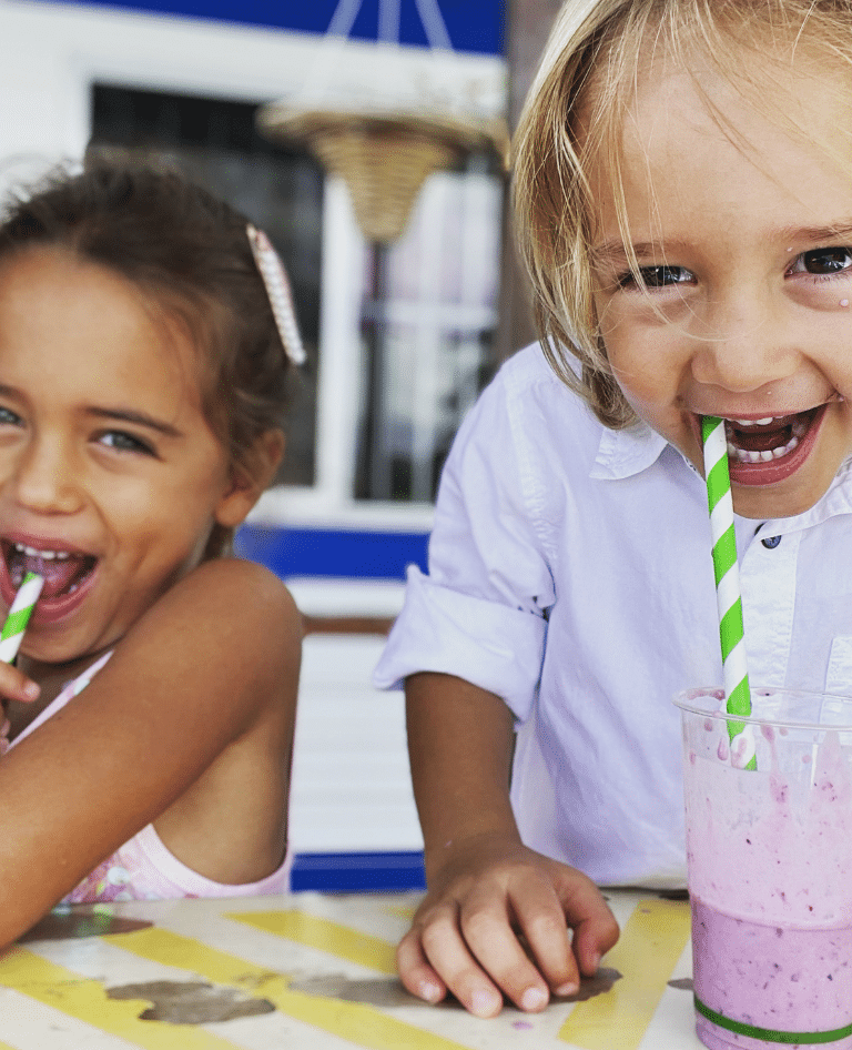 Kids enjoying milkshakes at Eco Noosa River Adventures