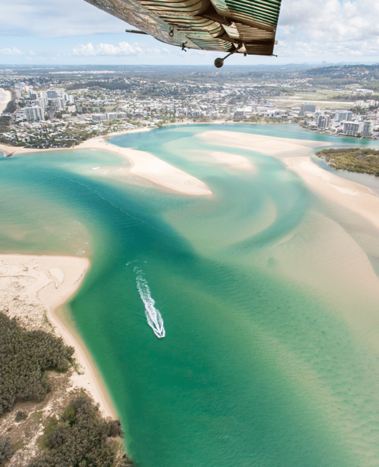 Over Maroochydore broadwater