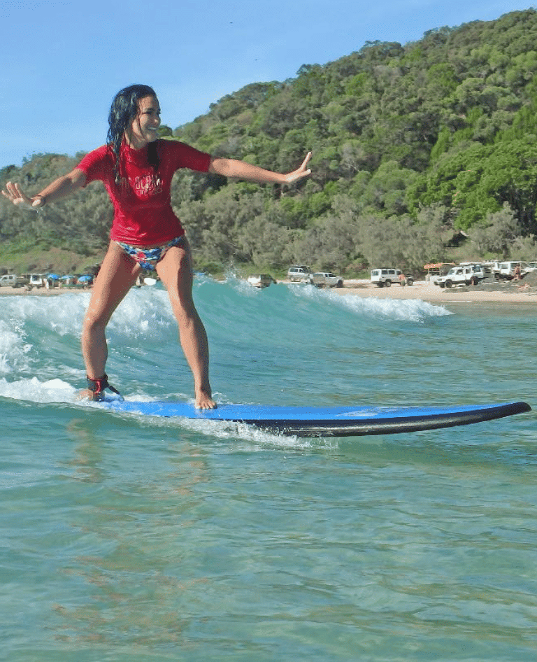 Female learning to surf