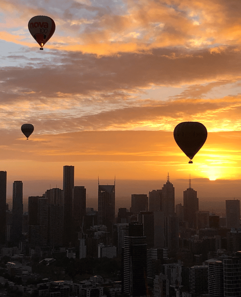 Hot air balloon over Melbourne