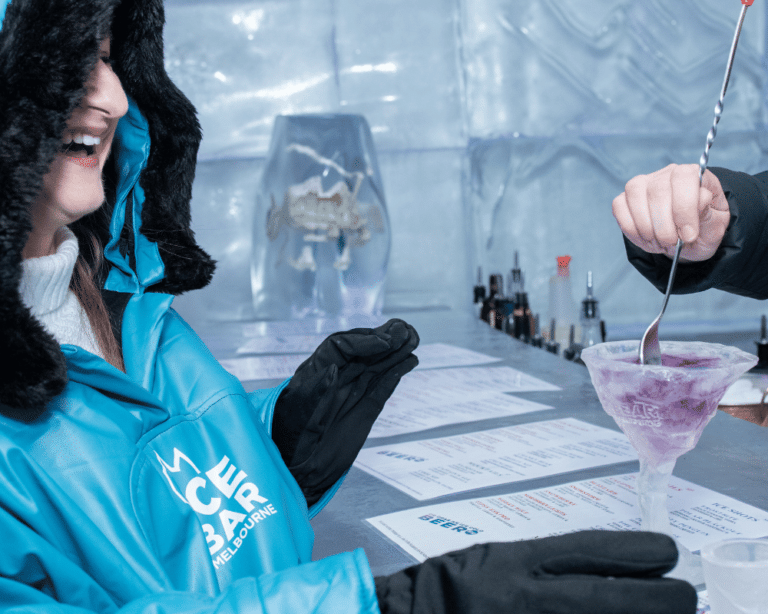 IceBar Melbourne Lady with Cocktail
