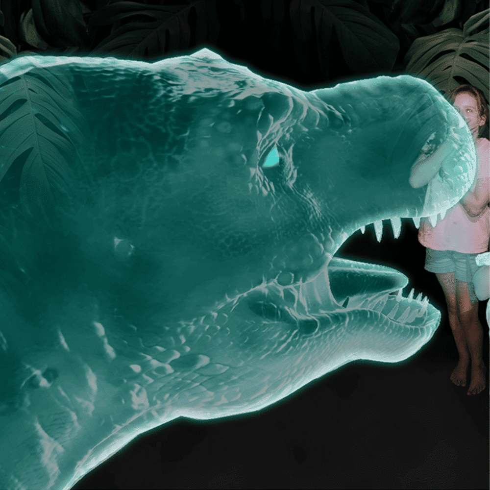 Children getting up close with T-Rex