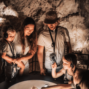 Family learning about Mammoth Cave