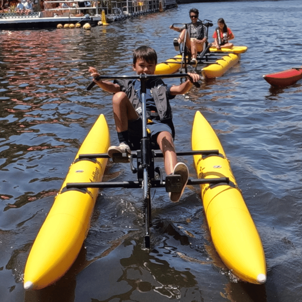 Children waterbiking