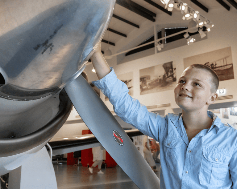 Boy viewing the RFDS aircraft