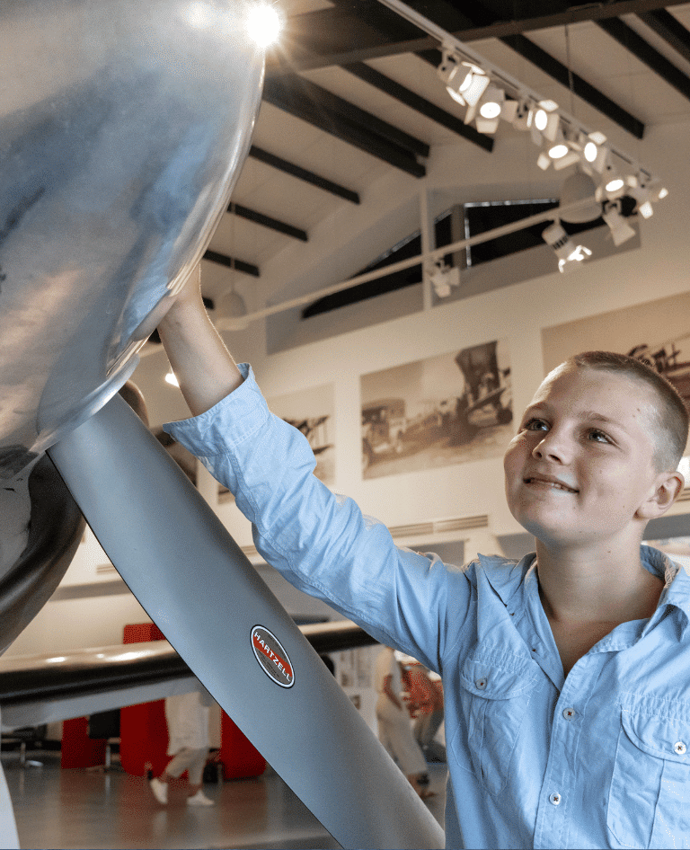 Boy viewing RFDS plane