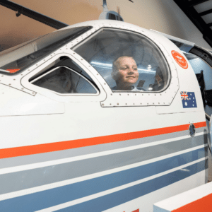 RFDS boy sitting in plane