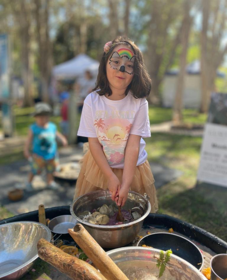 Girl with face painted