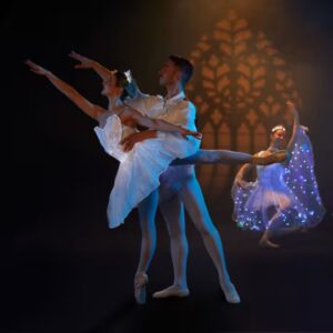 Female and male dancer on stage in Ballet of Lights Sleeping Beauty