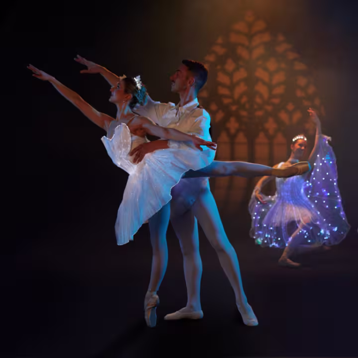 Female and male dancer on stage in Ballet of Lights Sleeping Beauty